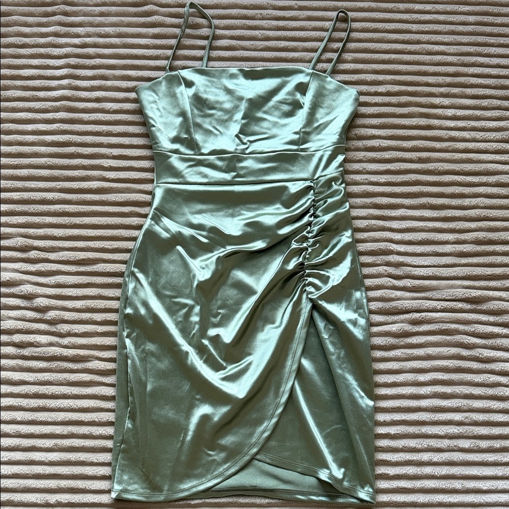 Windsor Green Ruched Mini Dress